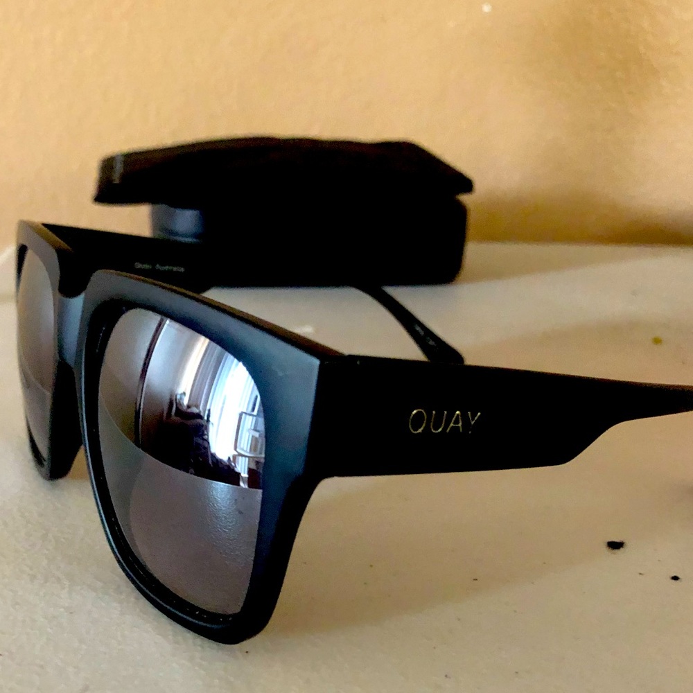 Quay large square black sunglasses